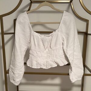 Wild Fable White Textured Crop Top